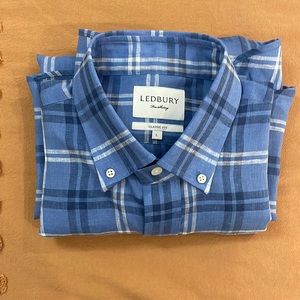 NWOT Ledbury Classic Fit Linen Plaid Dress Shirt